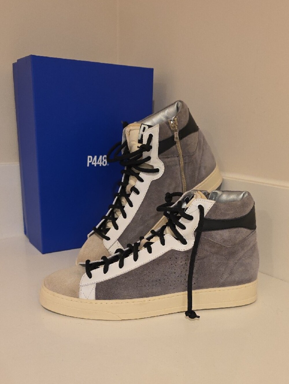 NEW RARE $325 P448 MEN'S TAYLOR CHESS HIGH TOP SUEDE SNEAKER SHOES SIZE 46 - Picture 2 of 10
